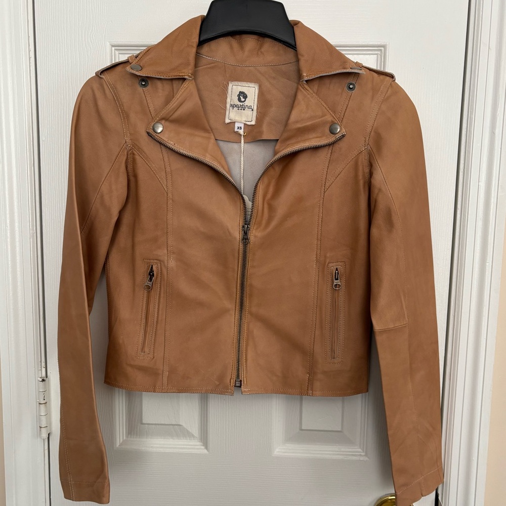 NWT Genuine Leather Jacket Camel Colored 🐪